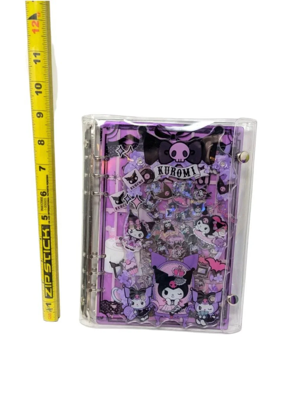 Kuromi Purple Acrylic Shaker Binder Notebook 6-Ring 2 Blind Box Pens, Pen Holder